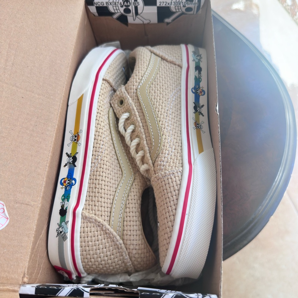 Beige Woven Sneakers with Cartoon Detail